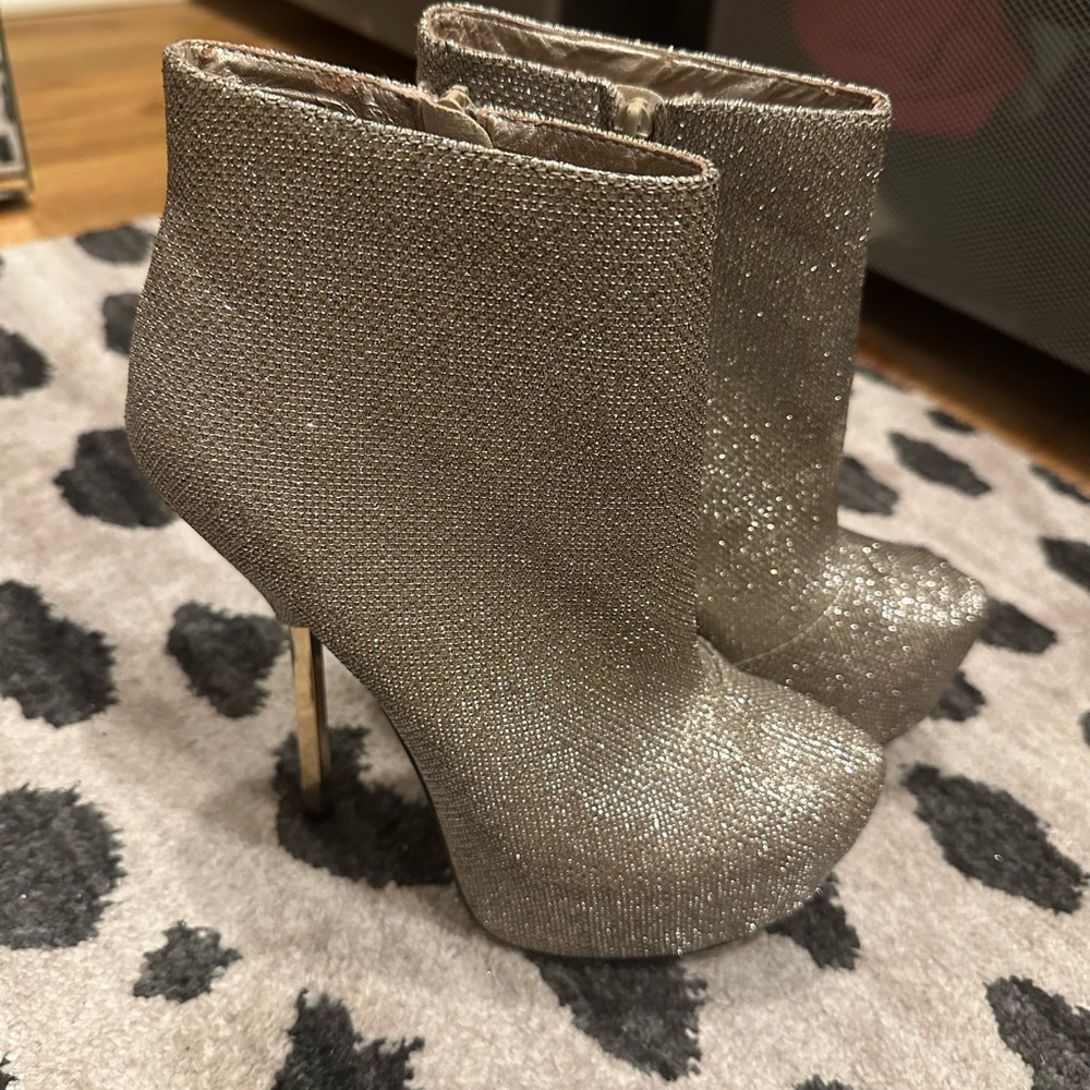 BEBE GOLD BOOTIE HEELS